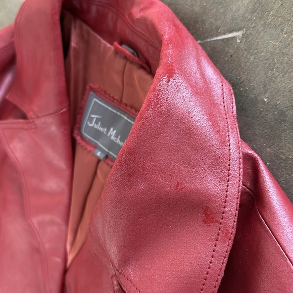 Vintage Red Leather Coat - Picture 8 of 16